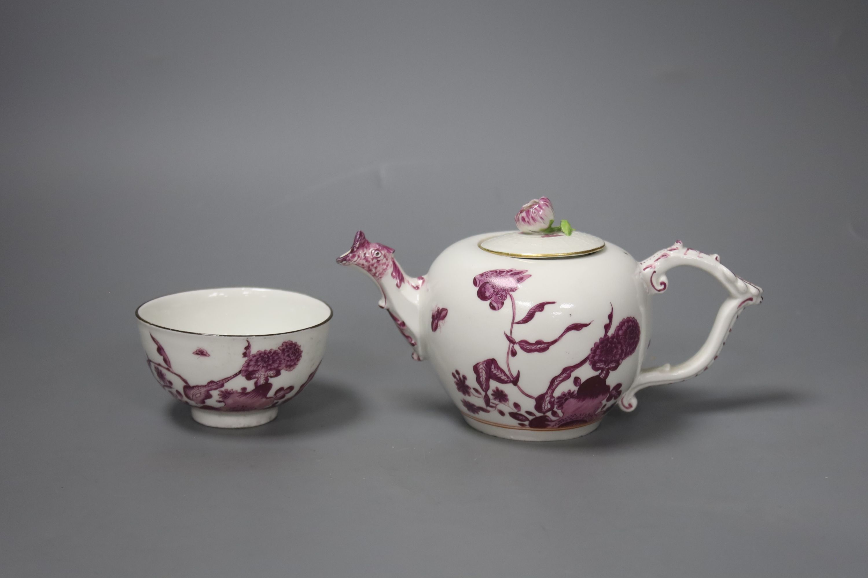 A Meissen teapot with associated cover, and a matching teabowl